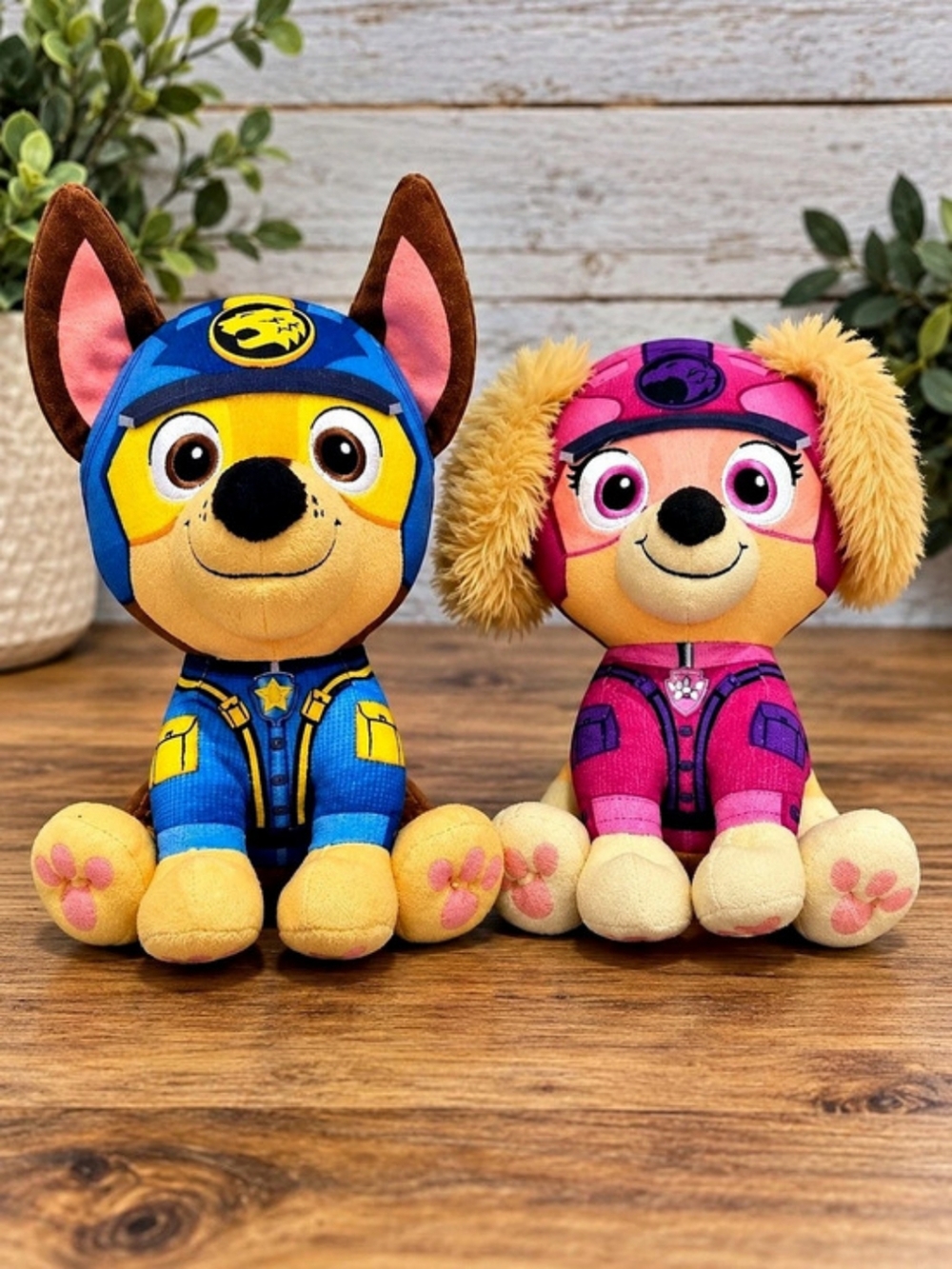 Patrol Chase & Skye Plush Stuffed Animals Blue Pink Dogs